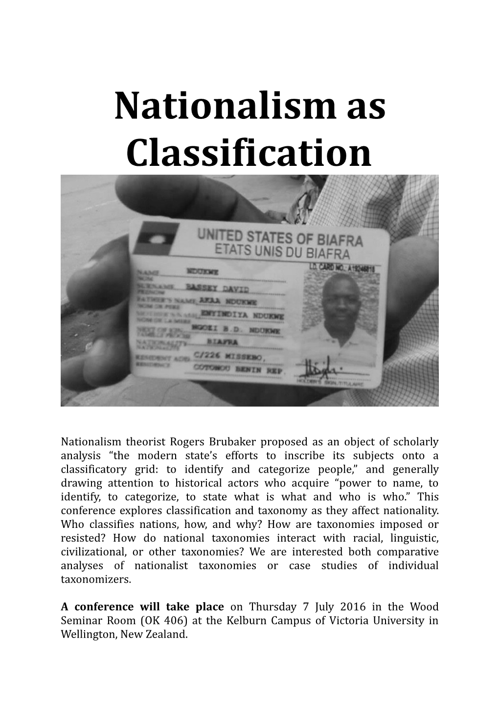 Nationalism As Classification