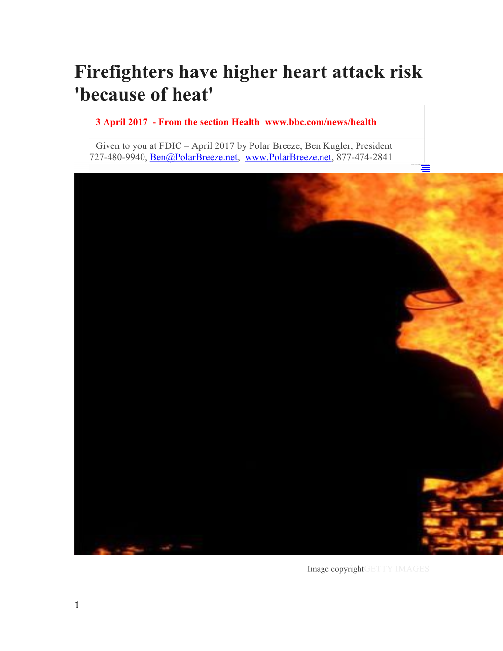 Firefighters Have Higher Heart Attack Risk 'Because of Heat'
