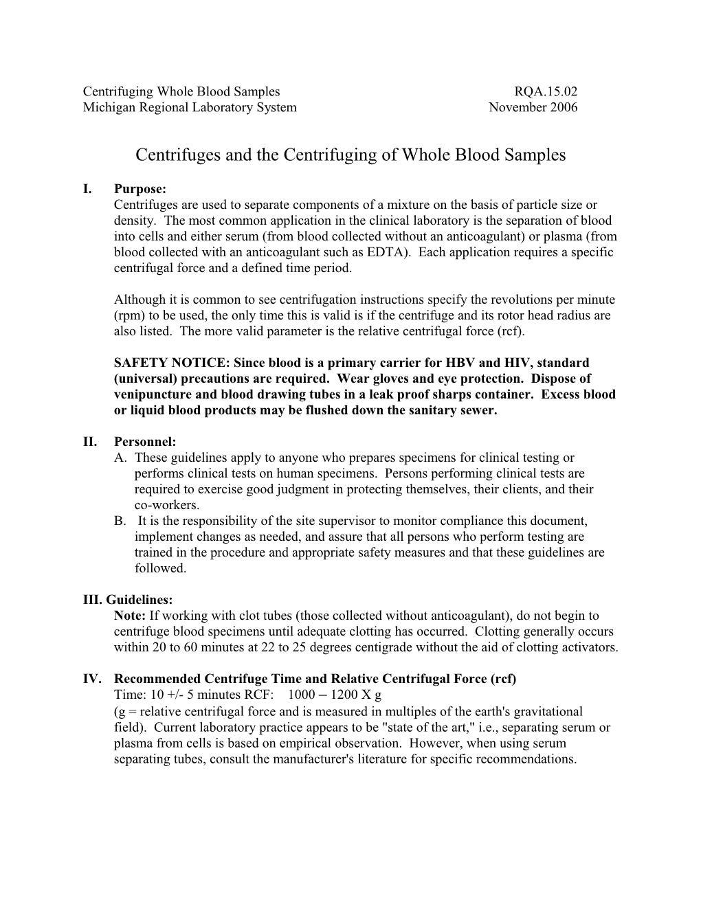 Centrifuging Whole Blood Samplesrqa.15.02