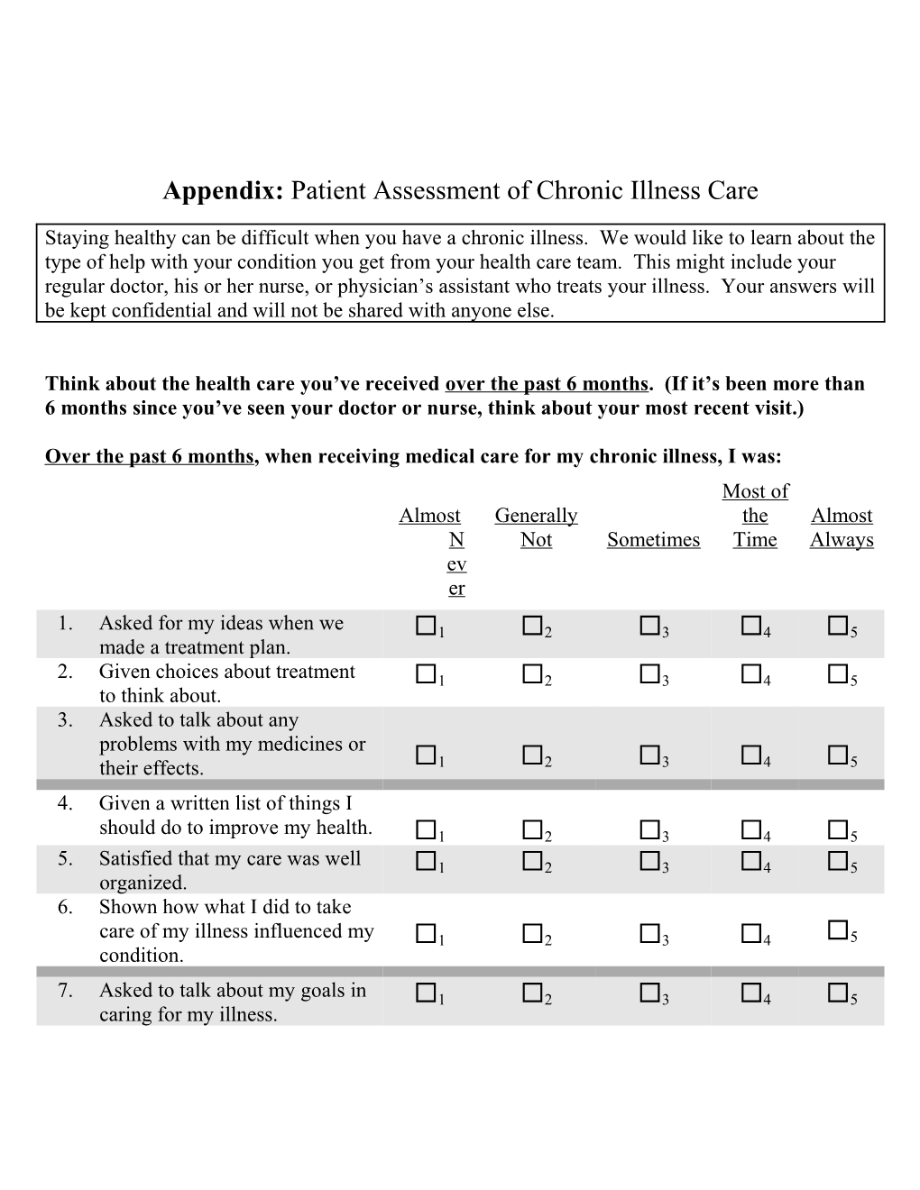 Inventory of Chronic Illness Care