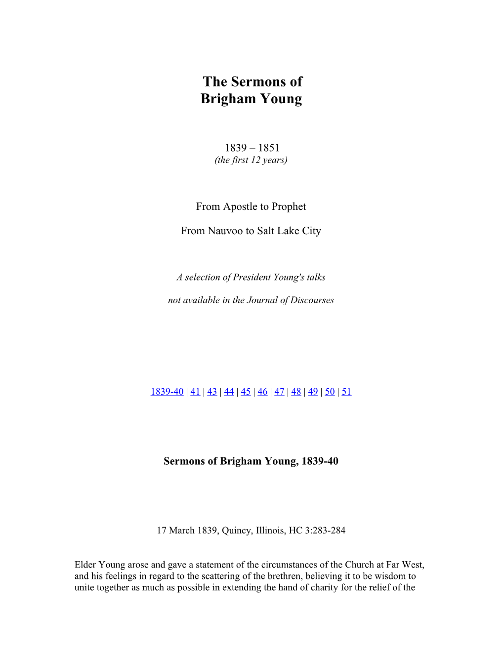 The Sermons of Brigham Young