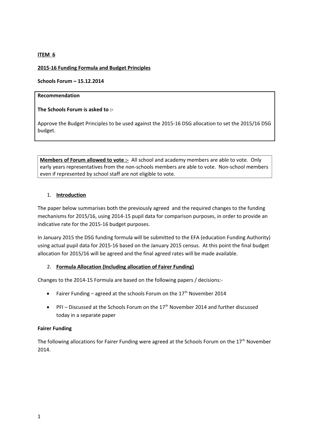 2015-16 Funding Formula and Budget Principles