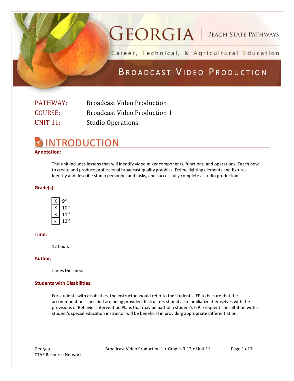 PATHWAY: Broadcast Video Production