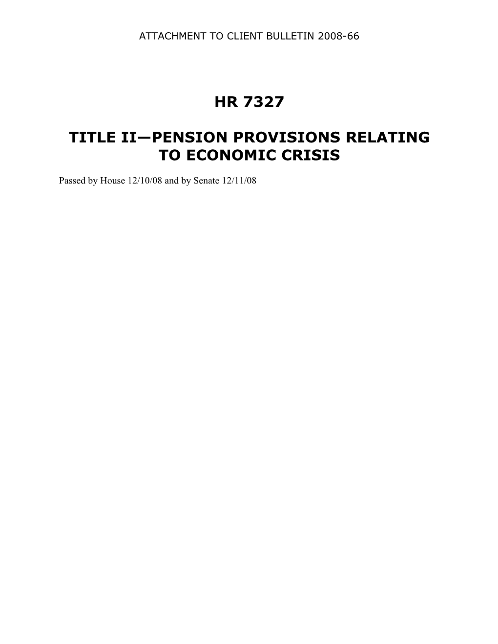 Title Ii Pension Provisionsrelating to Economic Crisis