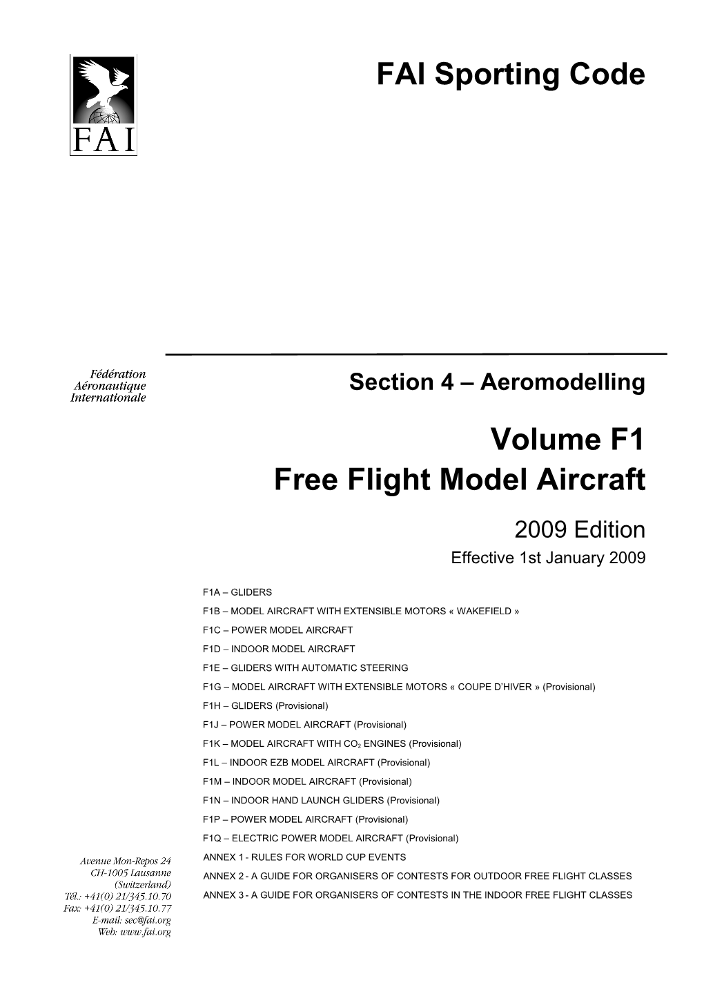Free Flight Model Aircraft