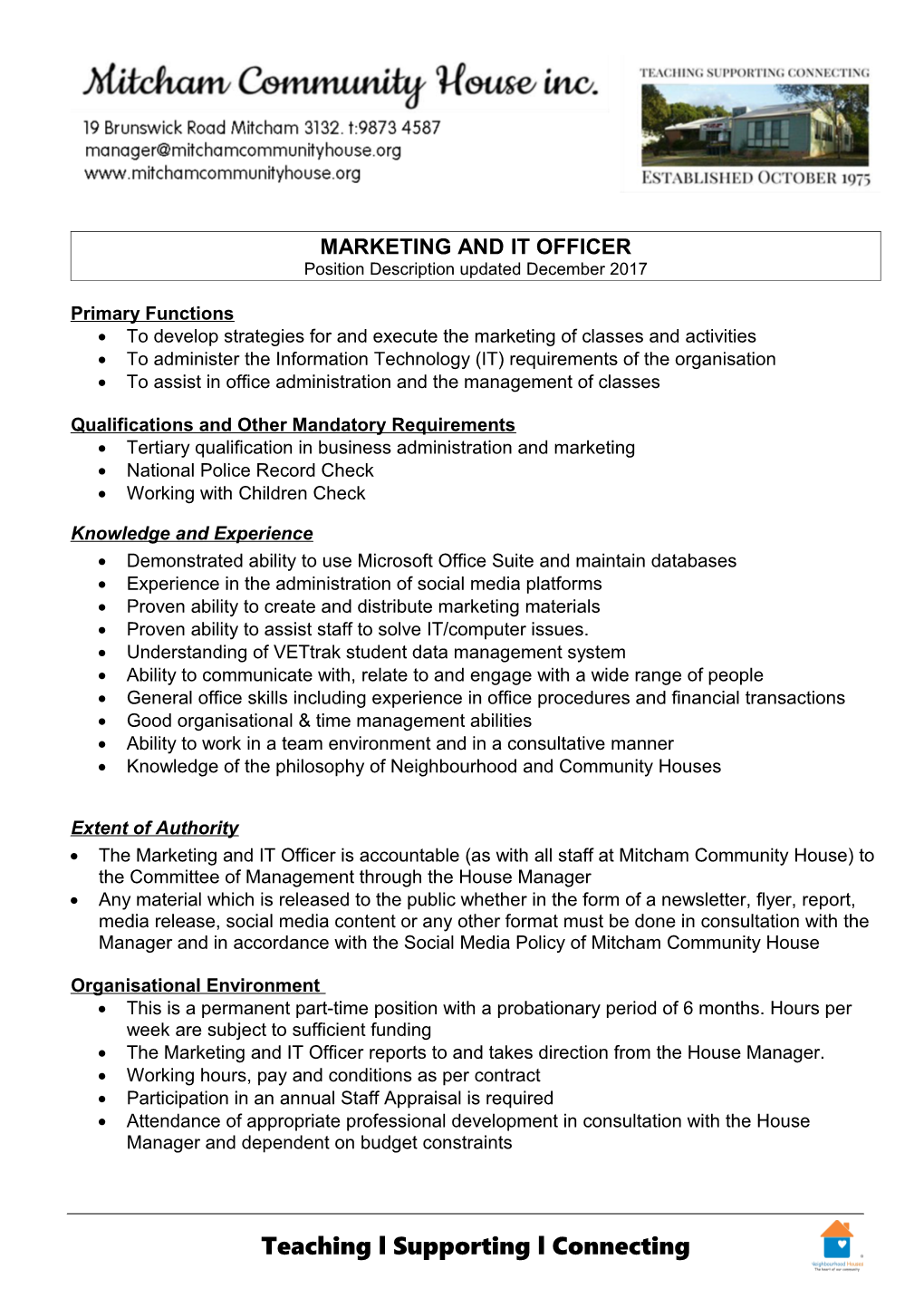 Marketing and It Officer