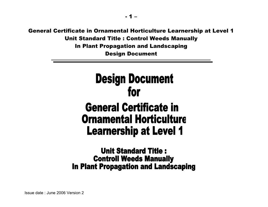 General Certificate in Ornamental Horticulture Learnership at Level 1