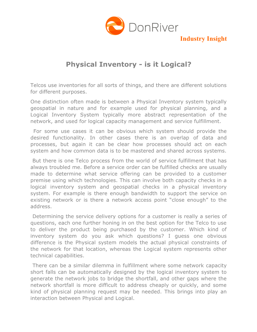 Physical Inventory - Is It Logical?