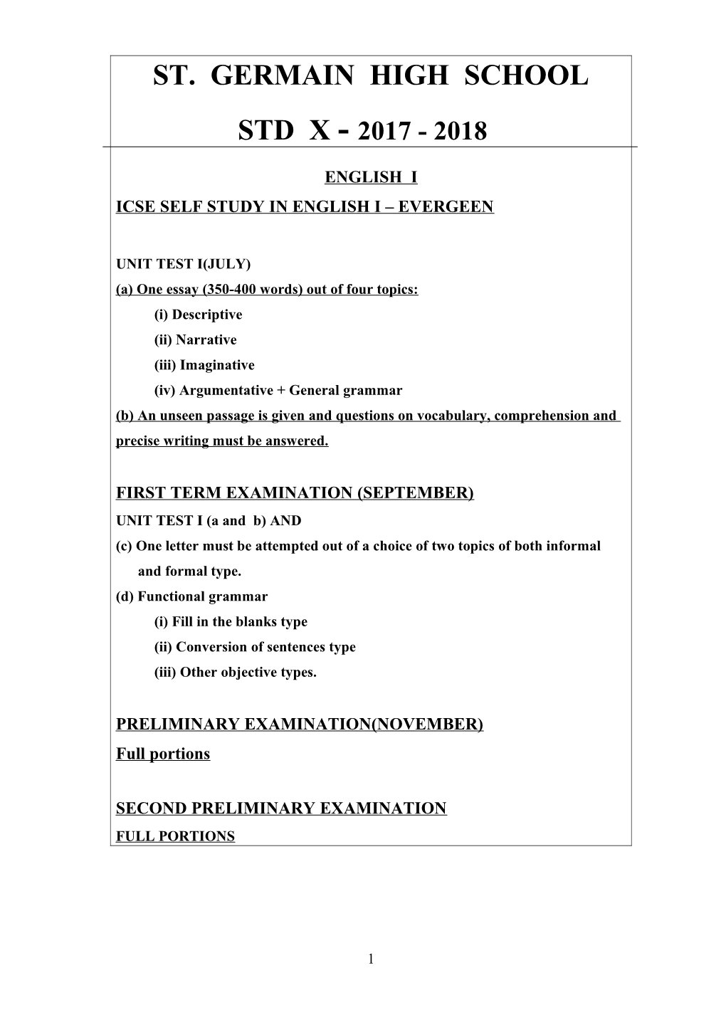 Icse Self Study in English I Evergeen