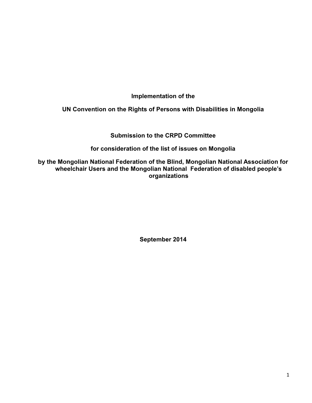 UN Convention on the Rights of Persons with Disabilities in Mongolia