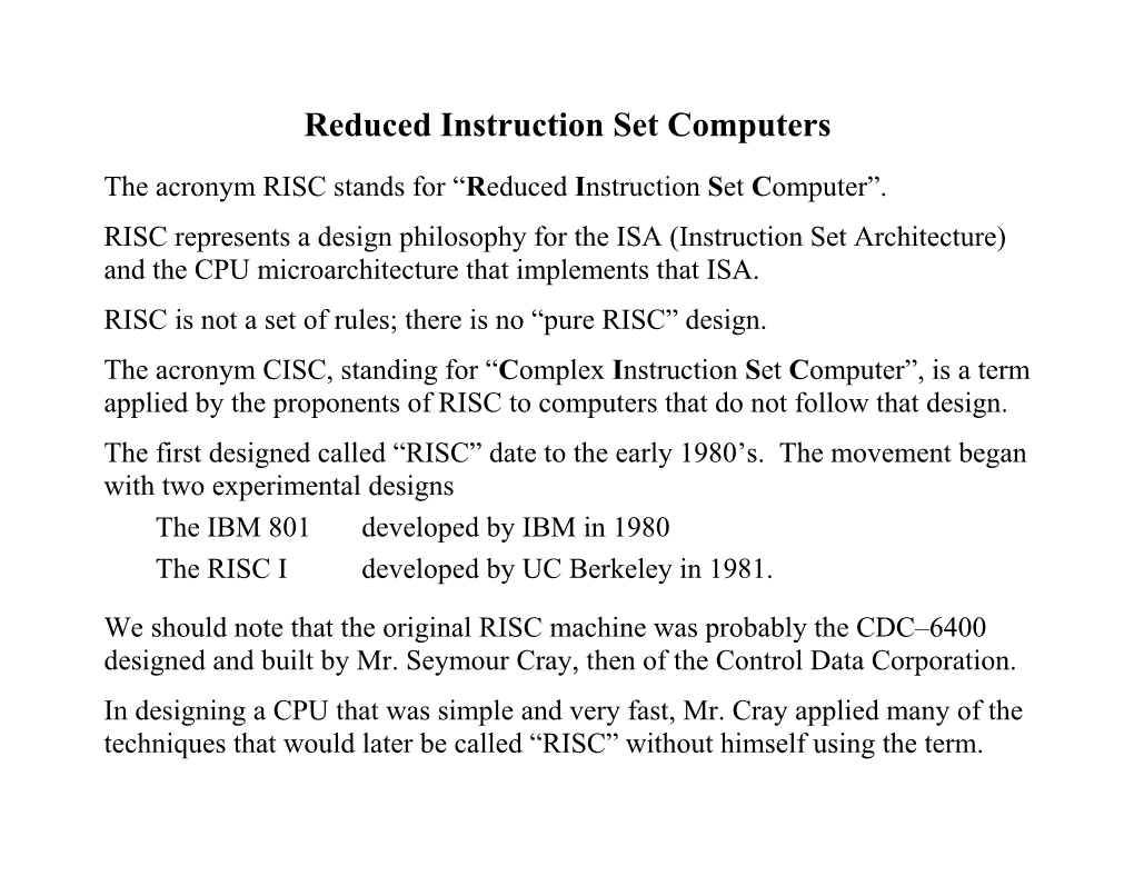RISC and CISC