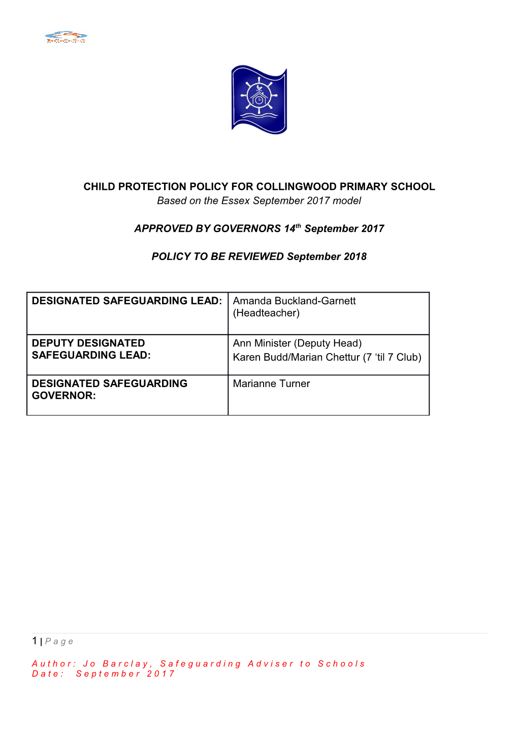 Child Protectionpolicy for Collingwood Primary School