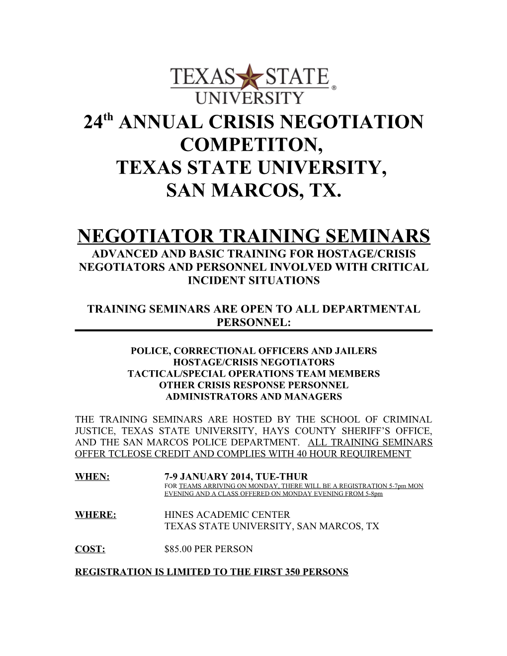 Negotiator Training Seminars