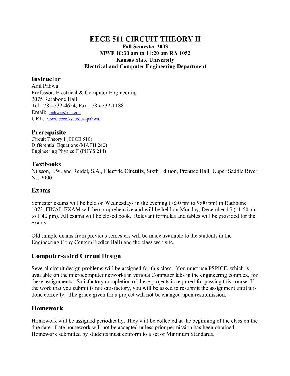 Eece 511 Circuit Theory Ii