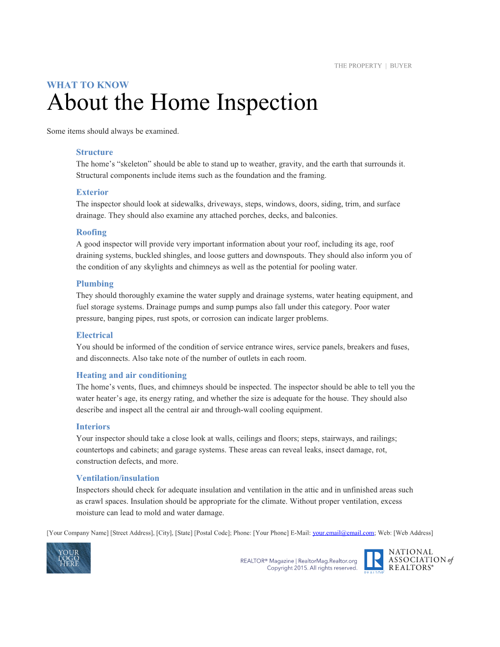 About the Home Inspection