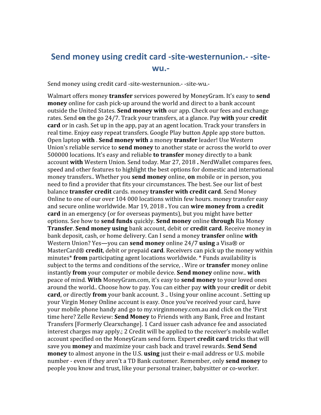 Send Money Using Credit Card -Site-Westernunion.- -Site-Wu