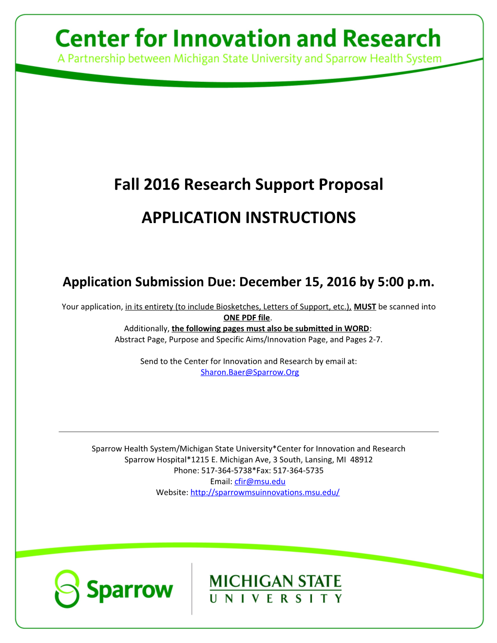 Fall 2016 Research Support Proposal