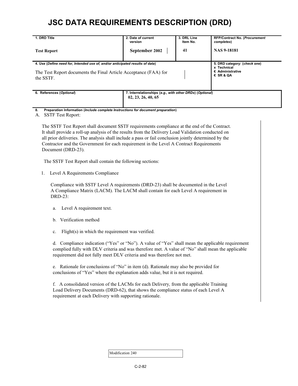 8. Preparation Information (Include Complete Instructions for Document Preparation)