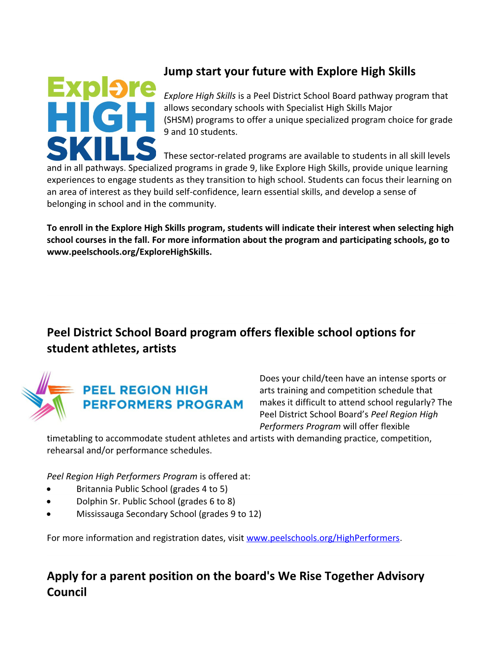 Jump Start Your Future with Explore High Skills