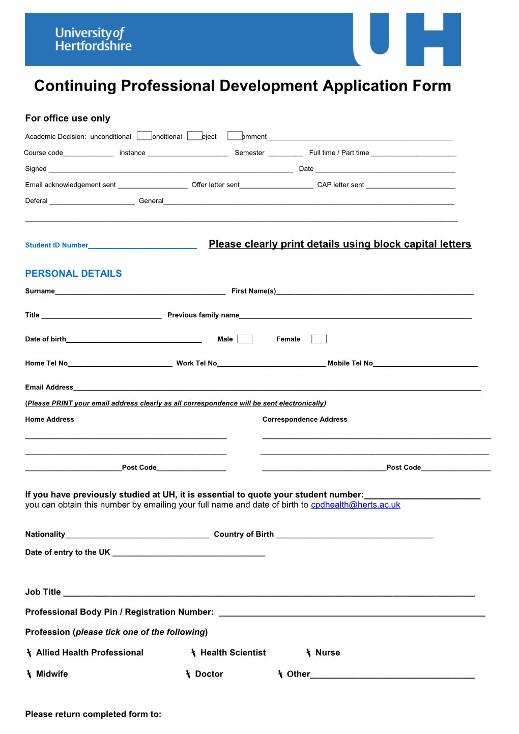 CPD - Application Form