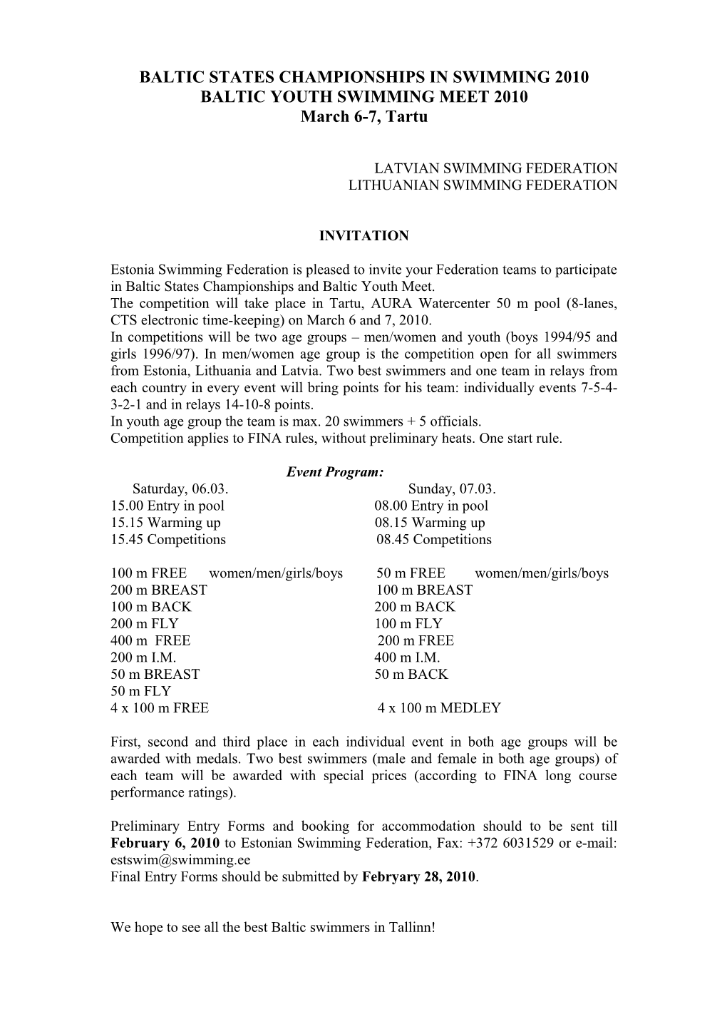 Baltic States Championships in Swimming 2002