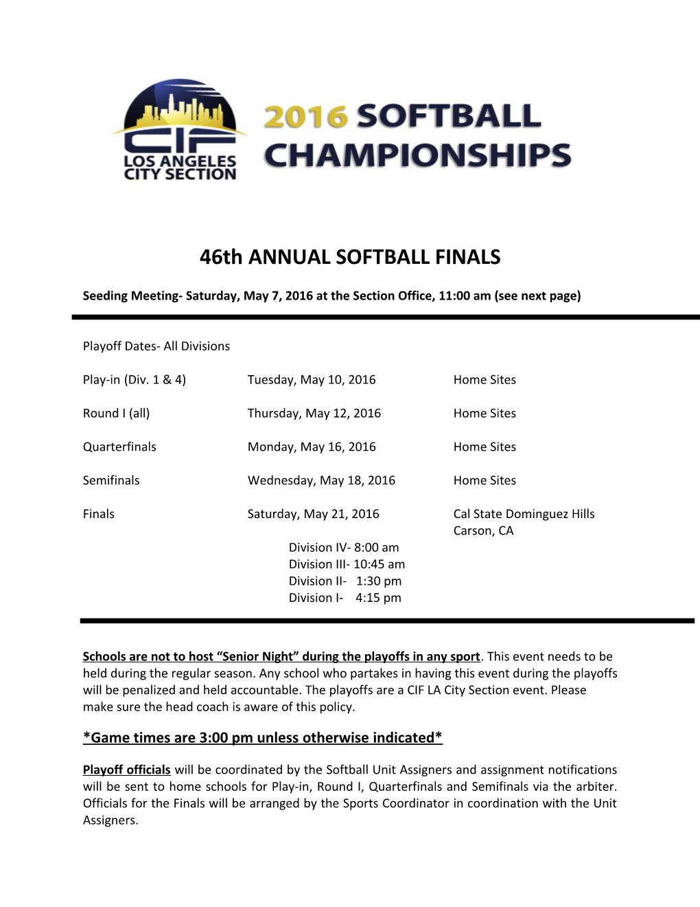 46Th ANNUAL SOFTBALL FINALS