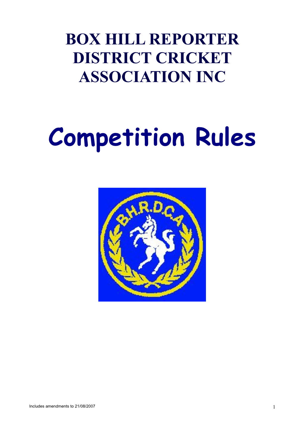 BHRDCA Competition Rules