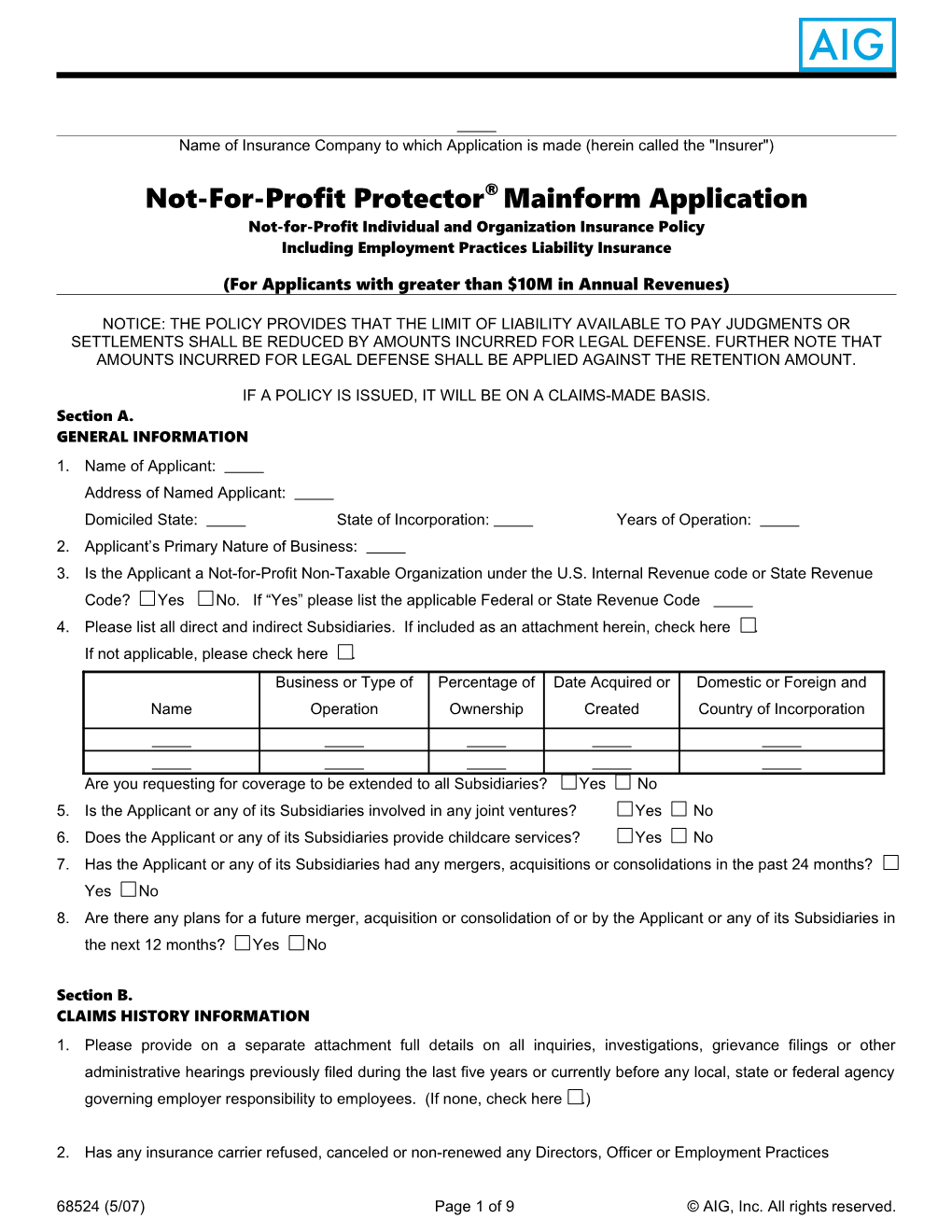 Not-For-Profit Protector Mainform Application