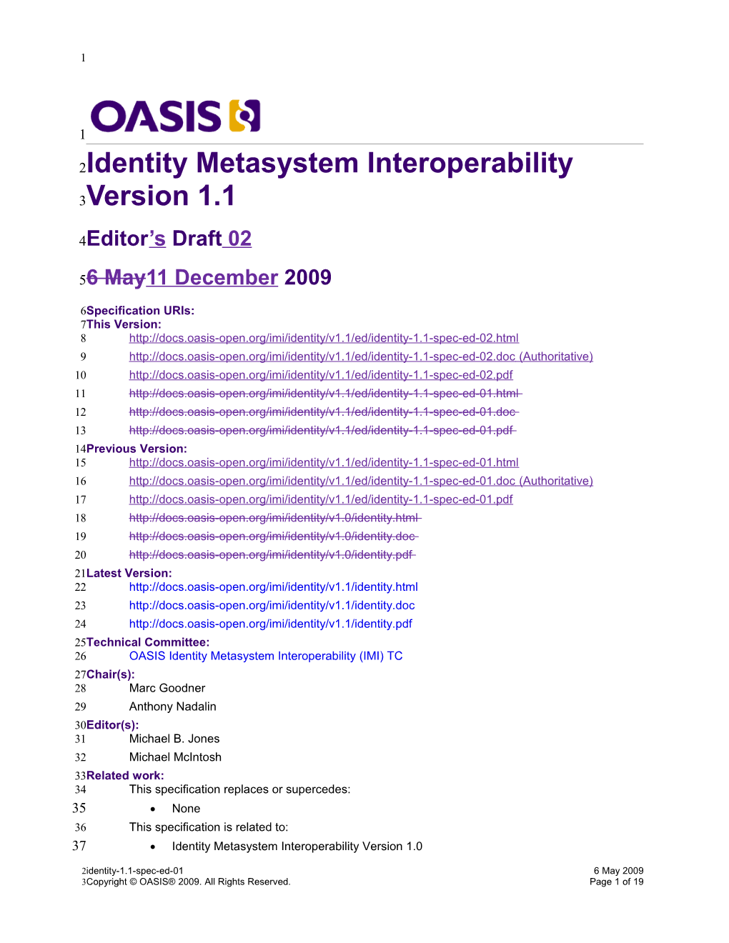 OASIS Identity Metasystem Interoperability 1.1