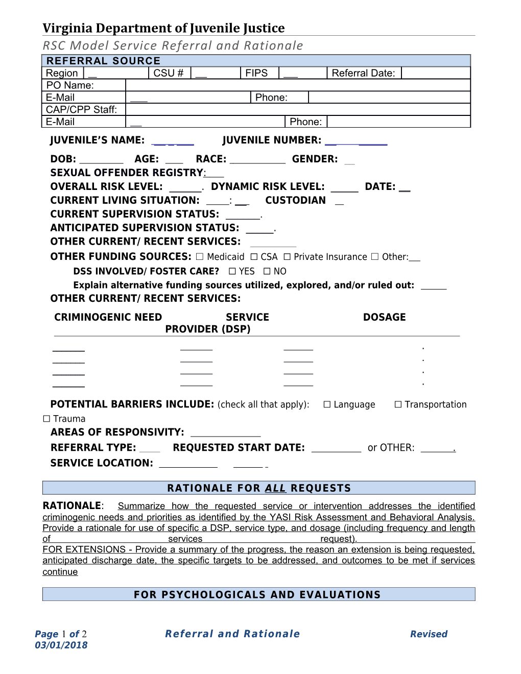 Page 1 of 2 Referral and Rationalerevised 02/01/2018