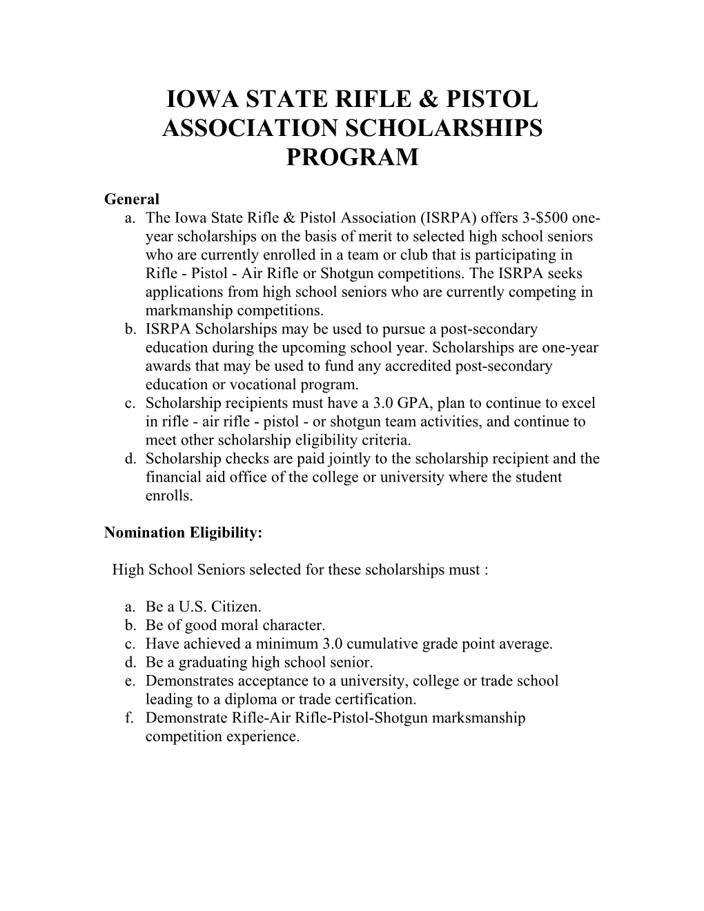 IASRPA Program Scholarships