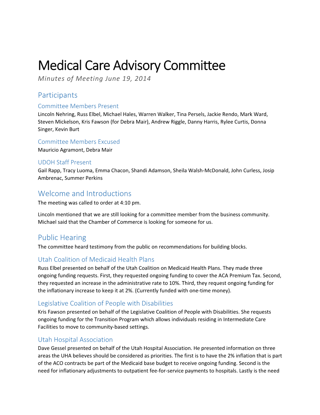 Medical Care Advisory Committee