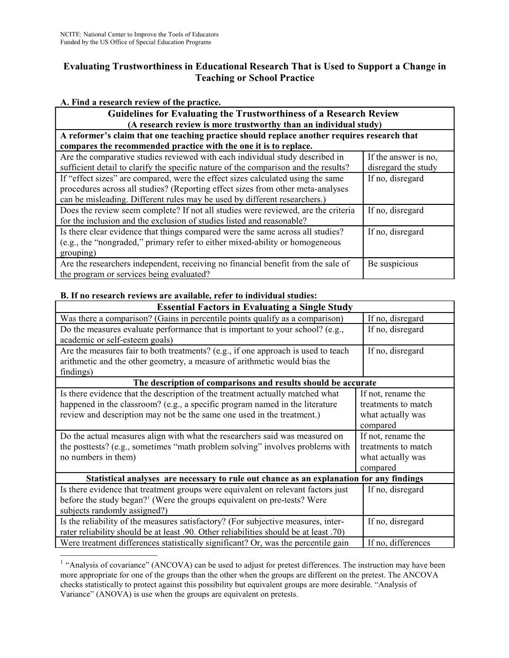 Evaluating Trustworthiness in Educational Research That Is Used to Support a Change In