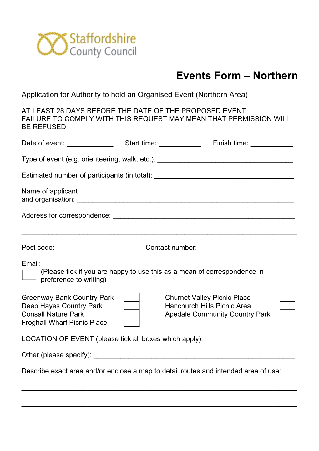 Events Form Northern
