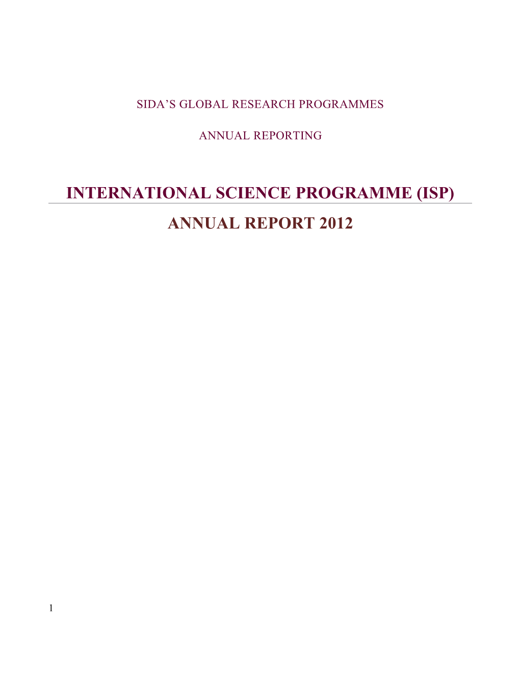 Sida S Global Research Programmes