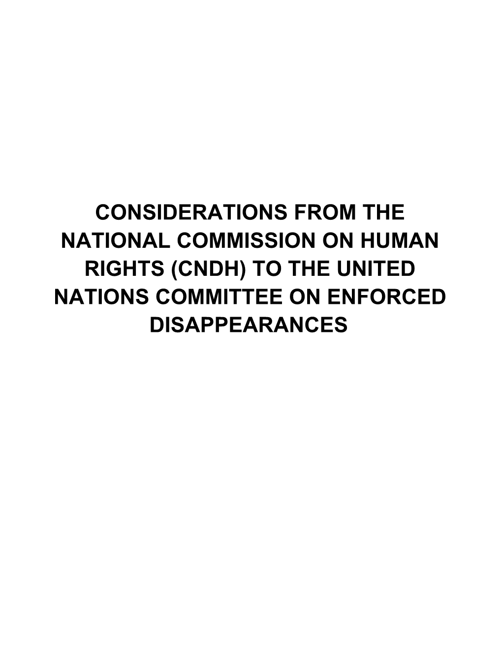 Considerations from the National Commission on Human