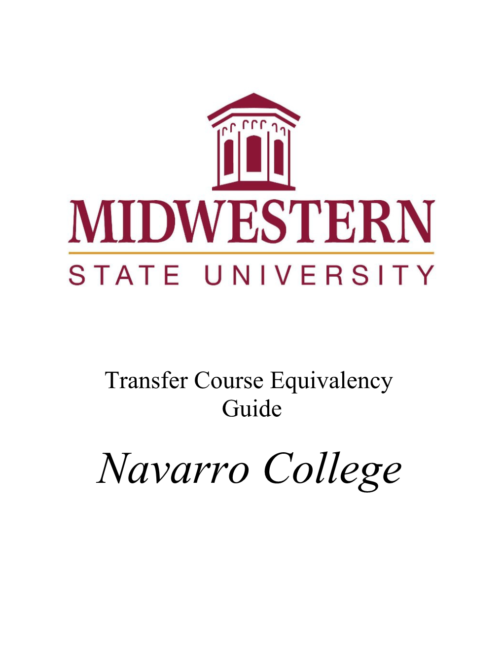 Use This Checklist to Mark the Courses Taken at Navarro College
