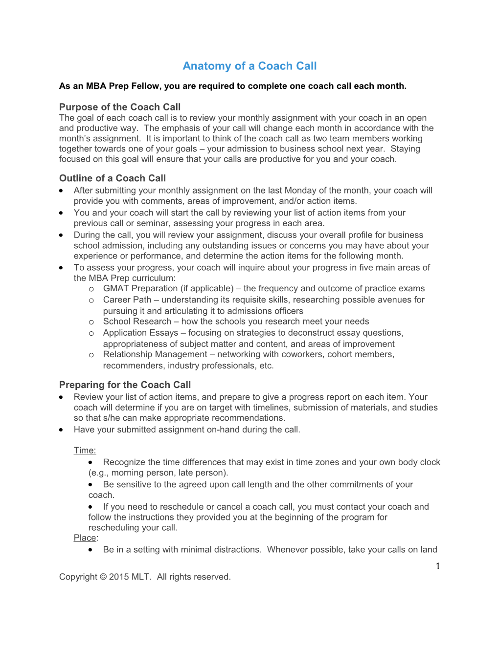 Anatomy of a Coach Call