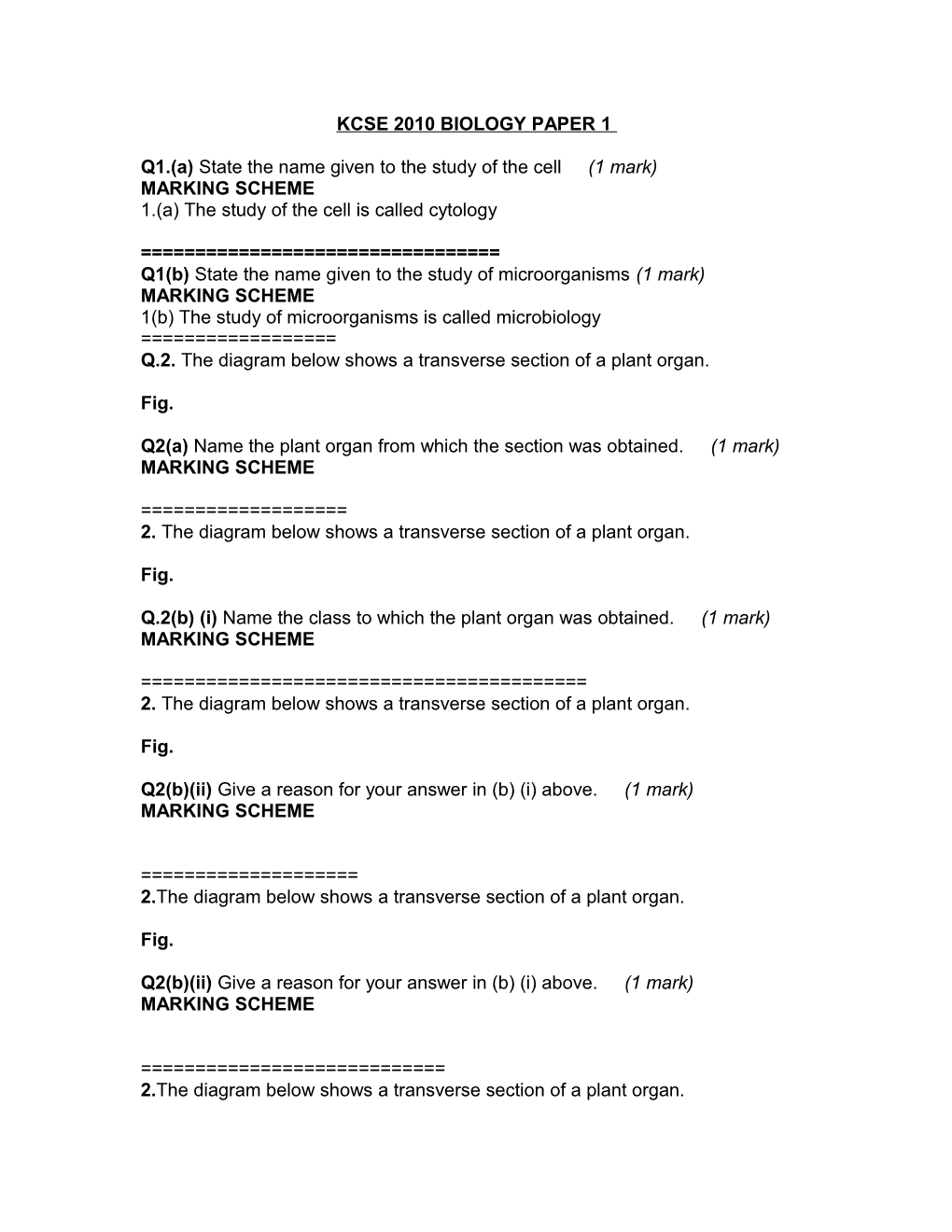 Kcse 2010 Computer Studies Paper 1