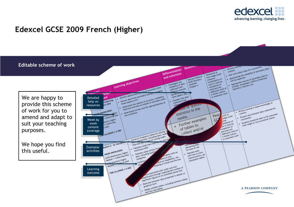 Editable Scheme of Work - Higher Tier