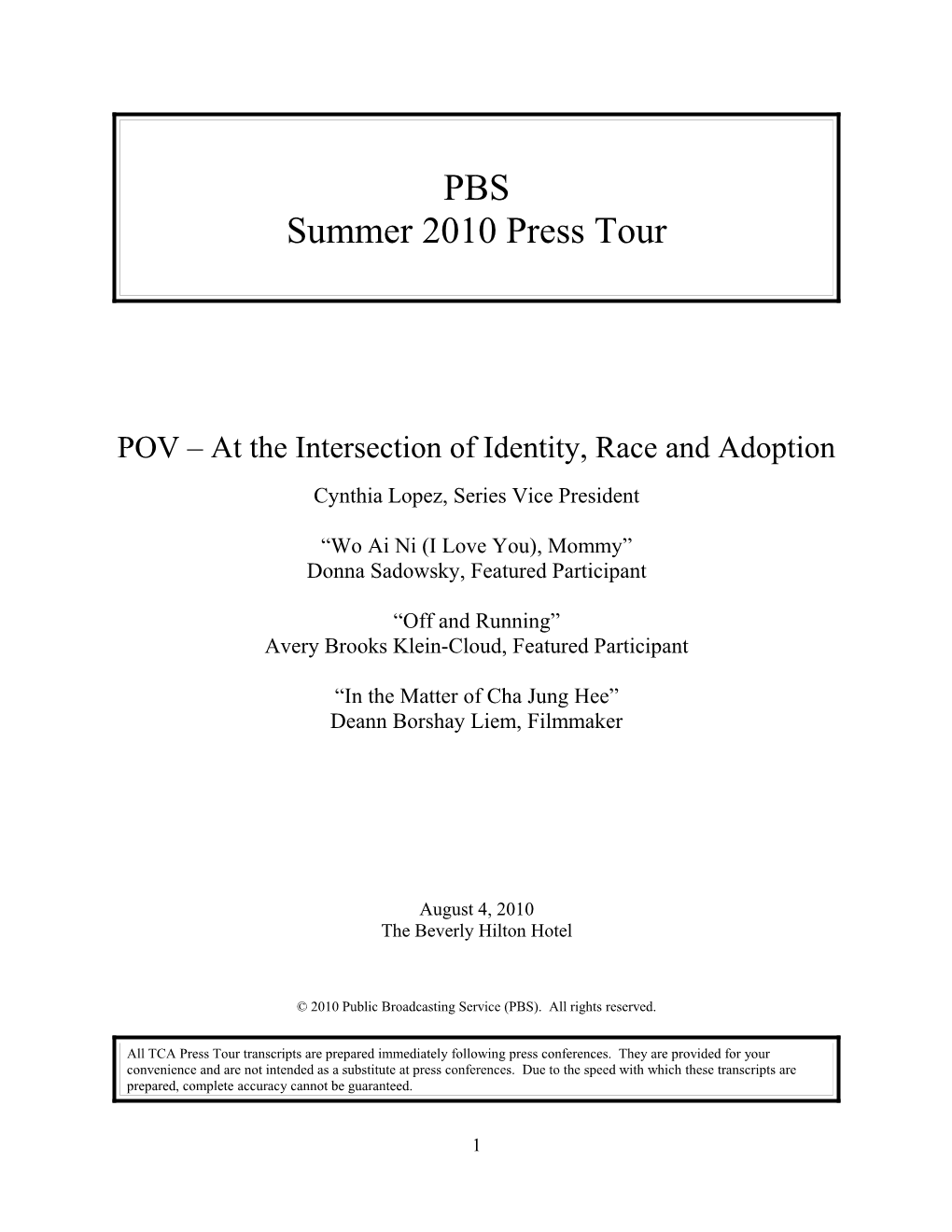 POV at the Intersection of Identity, Race and Adoption