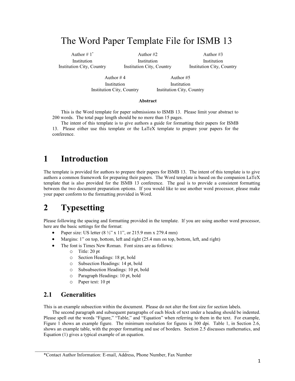 The Word Paper Template File for ISMB 13