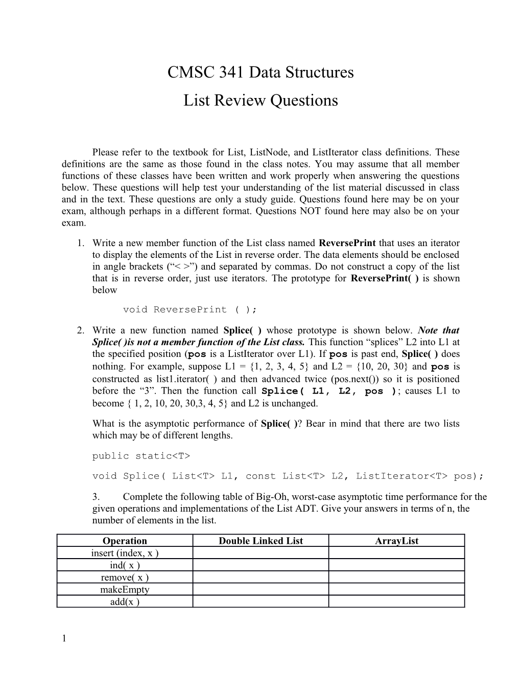 CMSC 341 Data Structures