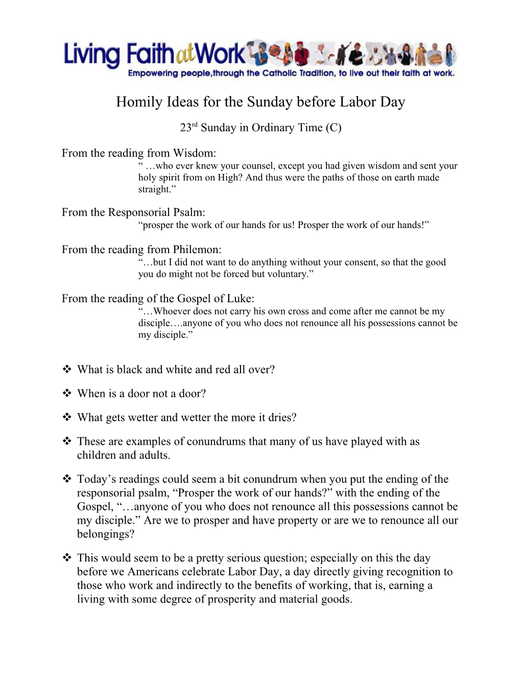 Homily 23Rd Sunday in Ordinary Time (C)