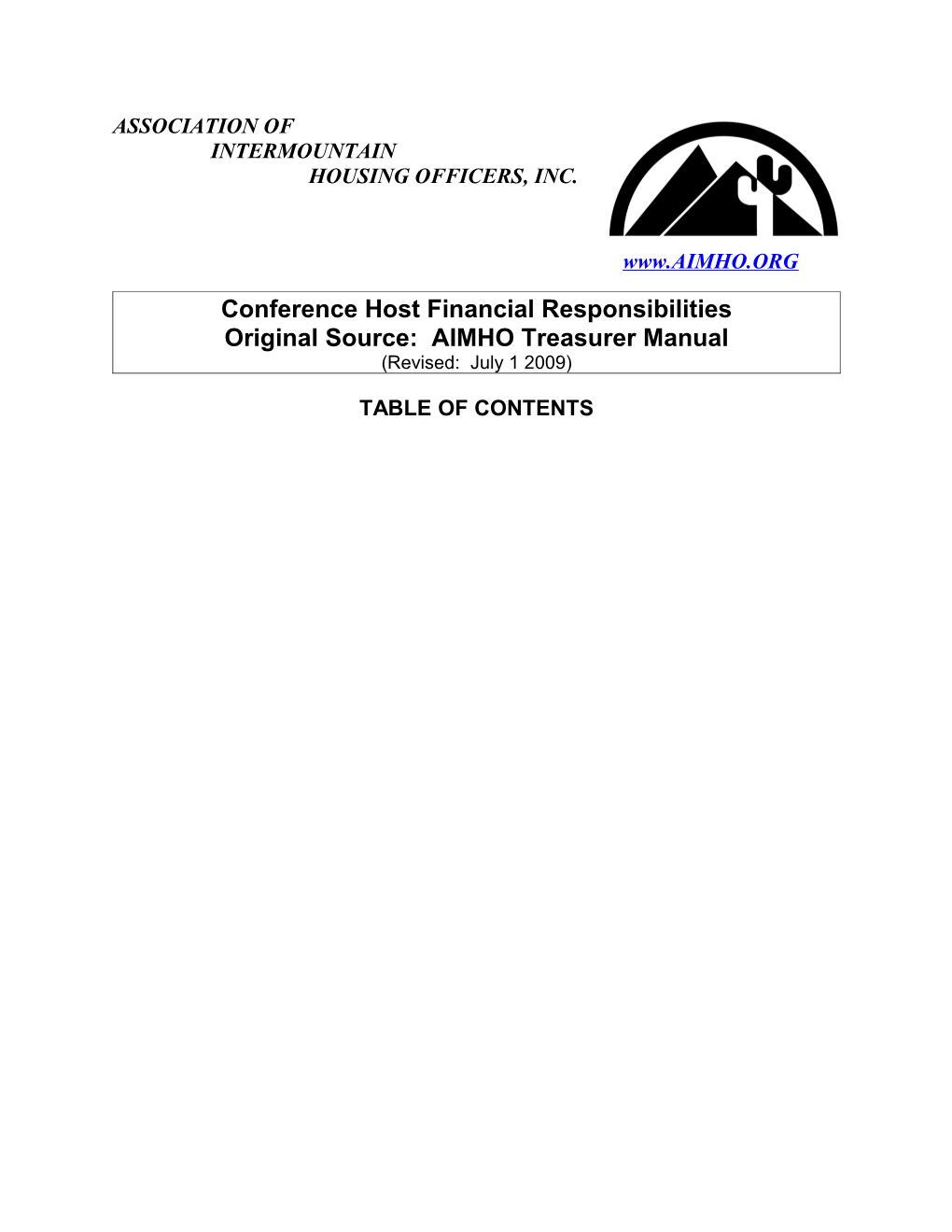 Conference Host Financial Responsibilities