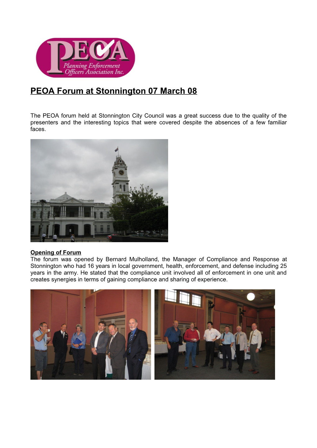 PEOA Forum at Stonnington 07 March 08