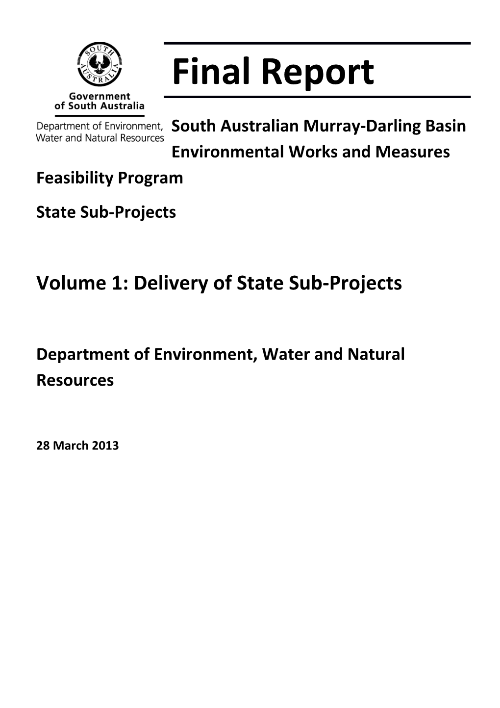 South Australian Murray-Darling Basin Environmental Works and Measures Feasibility Program