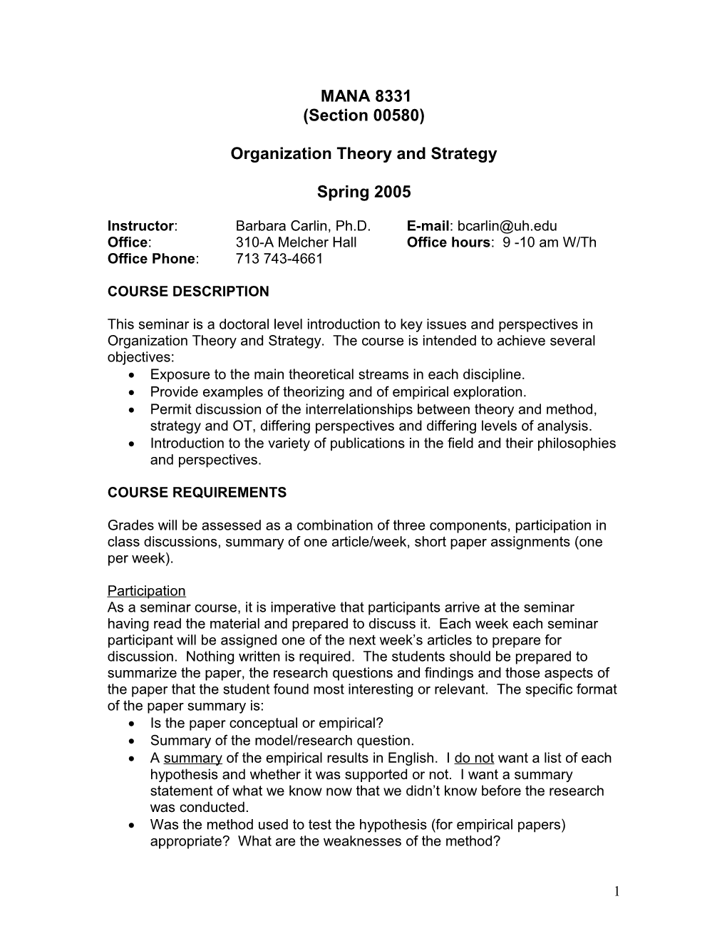 Organization Theory and Strategy