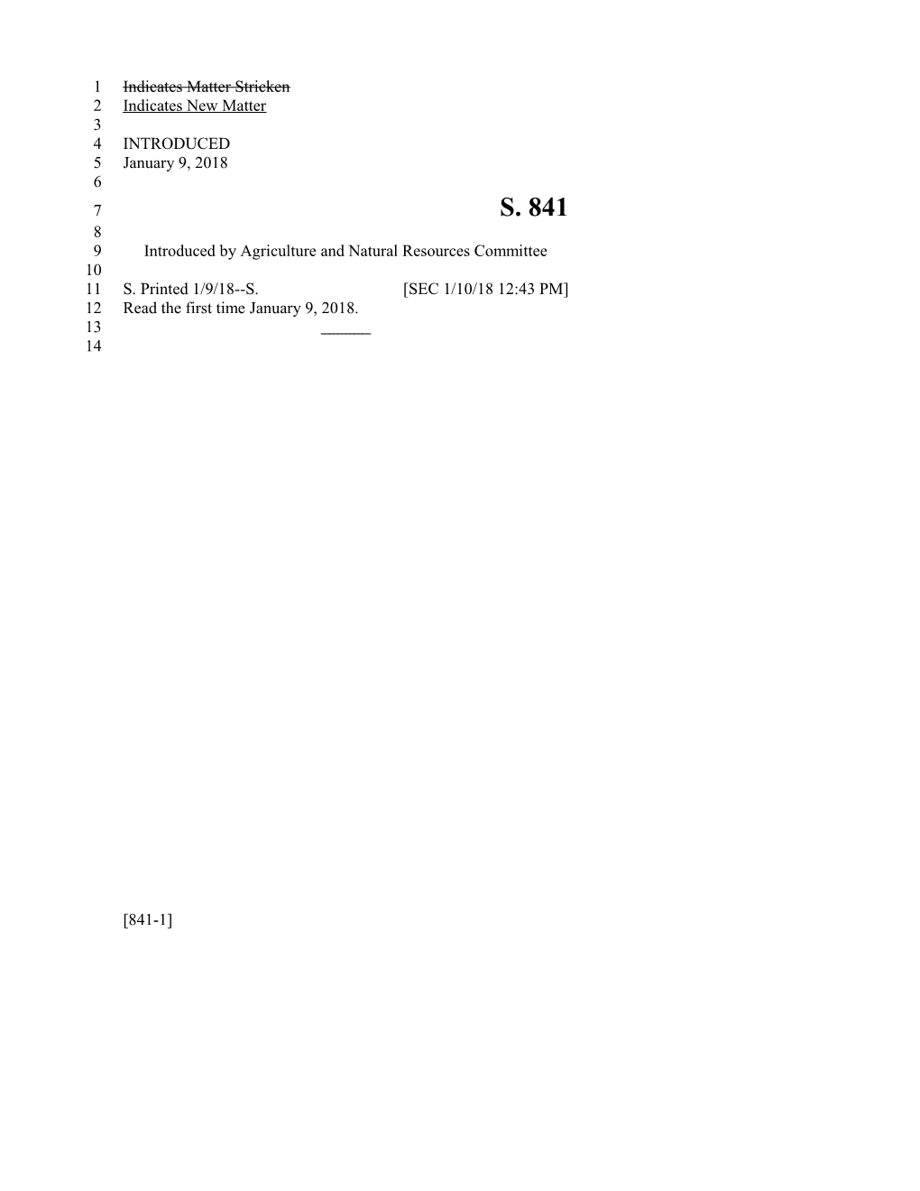 2017-2018 Bill 841 Text of Previous Version (Jan. 10, 2018) - South Carolina Legislature Online