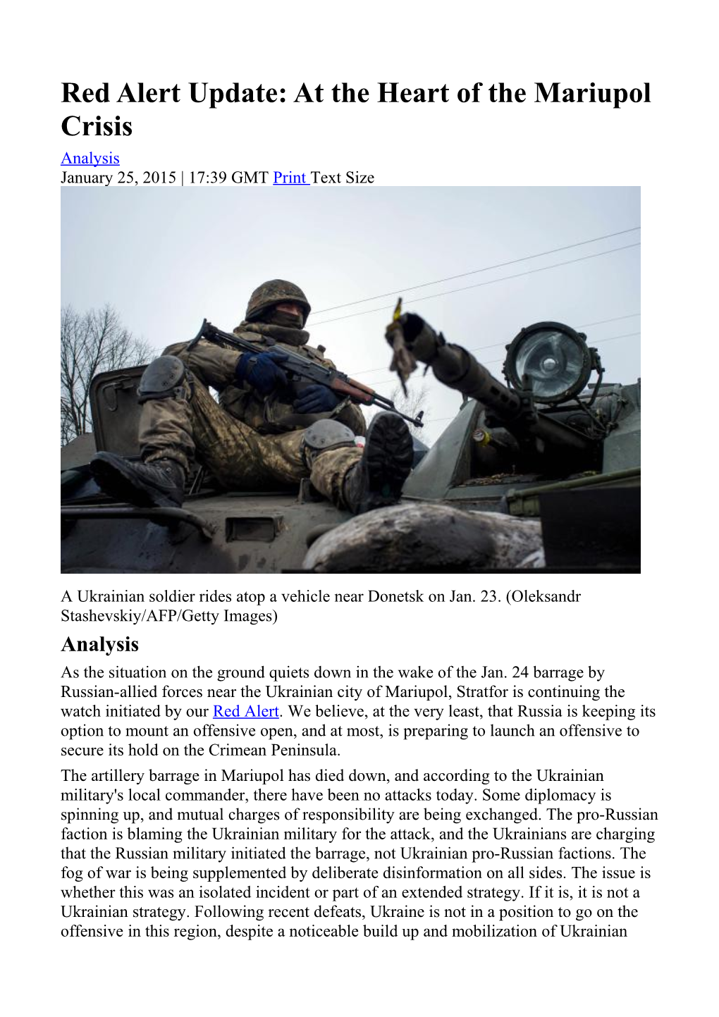 Red Alert Update: at the Heart of the Mariupol Crisis
